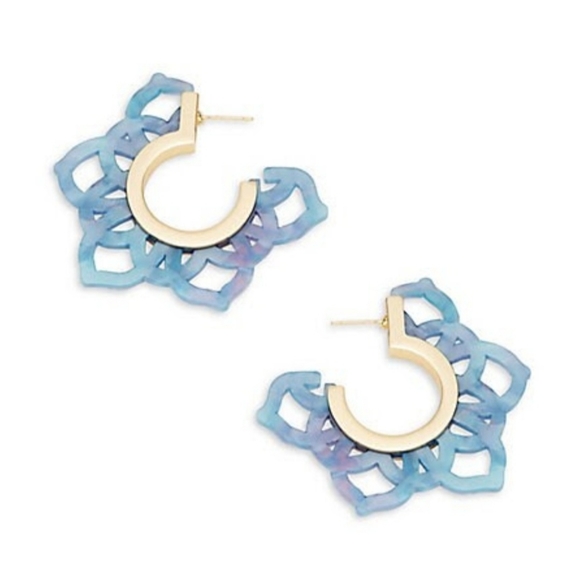 Design Lab Lord & Taylor Jewelry - Design Lab Floral Cutout Hoop Earrings Lucite Blue